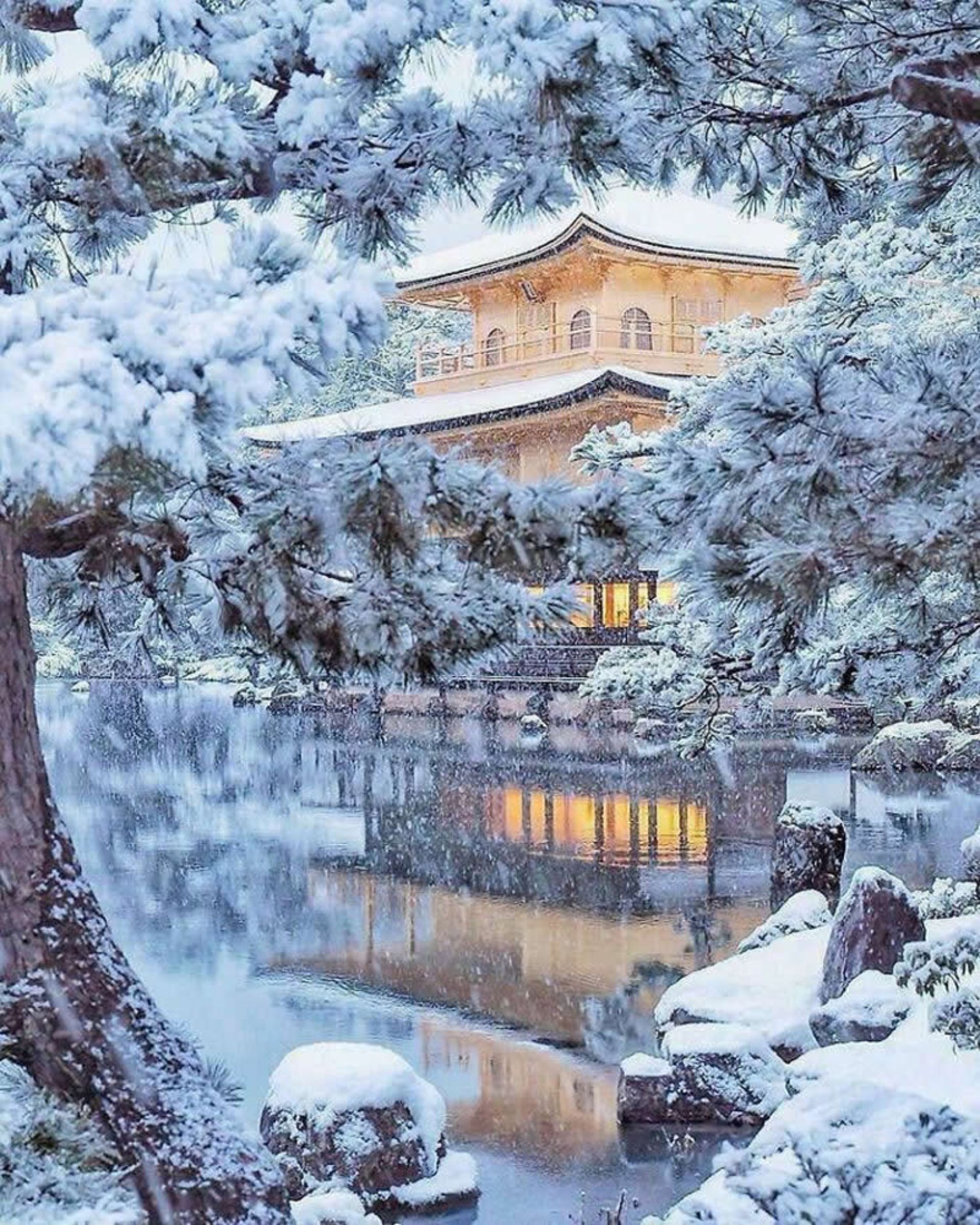 Snowy landscape of Kyoto