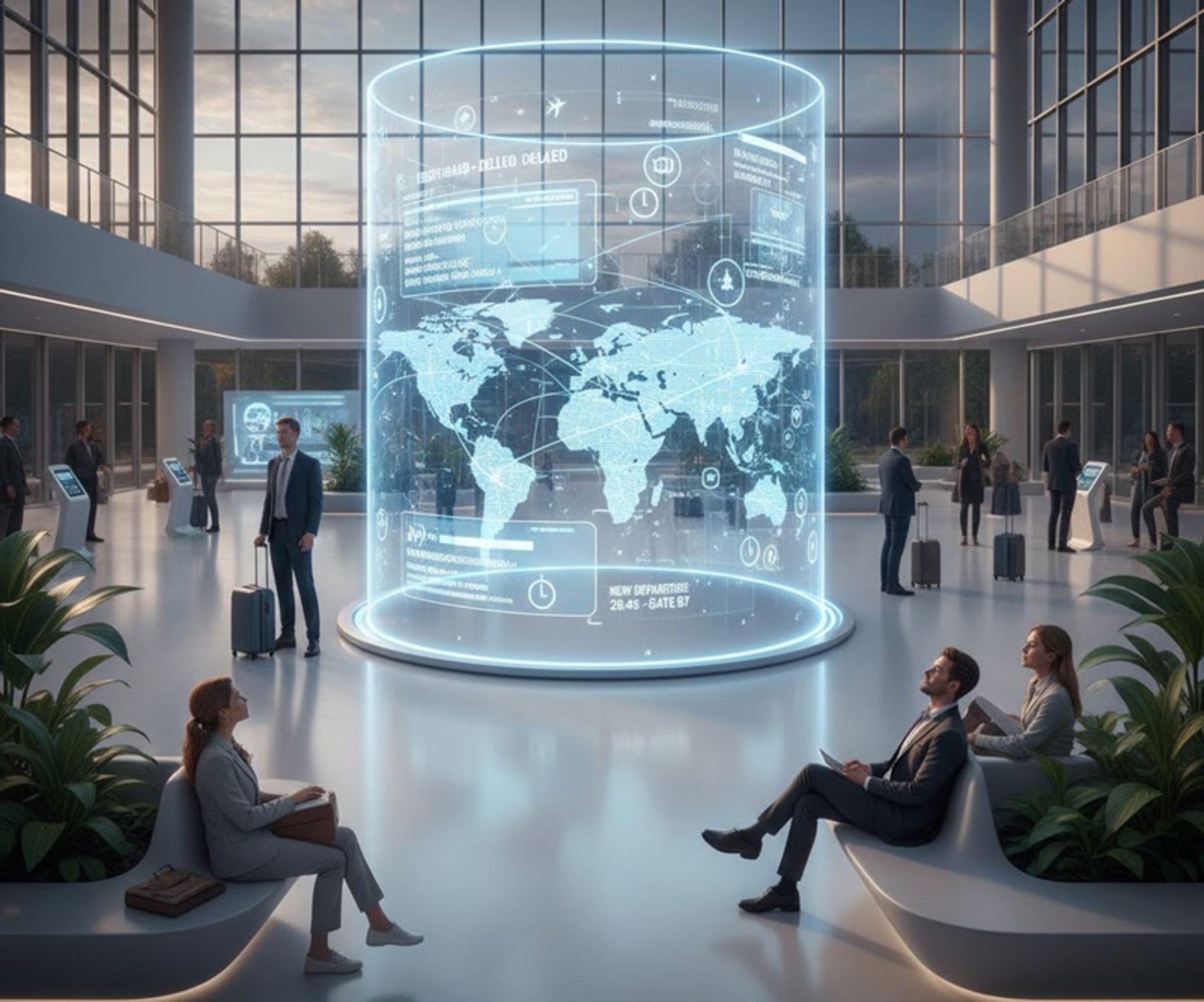 Mechanized airport waiting hall with artificial intelligence