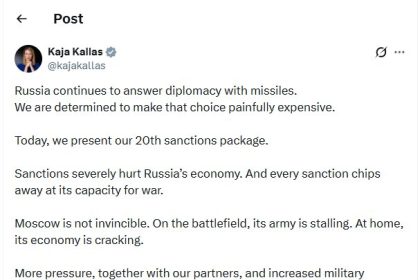 Kaya Kalas' position on the 20th package of anti-Russian sanctions