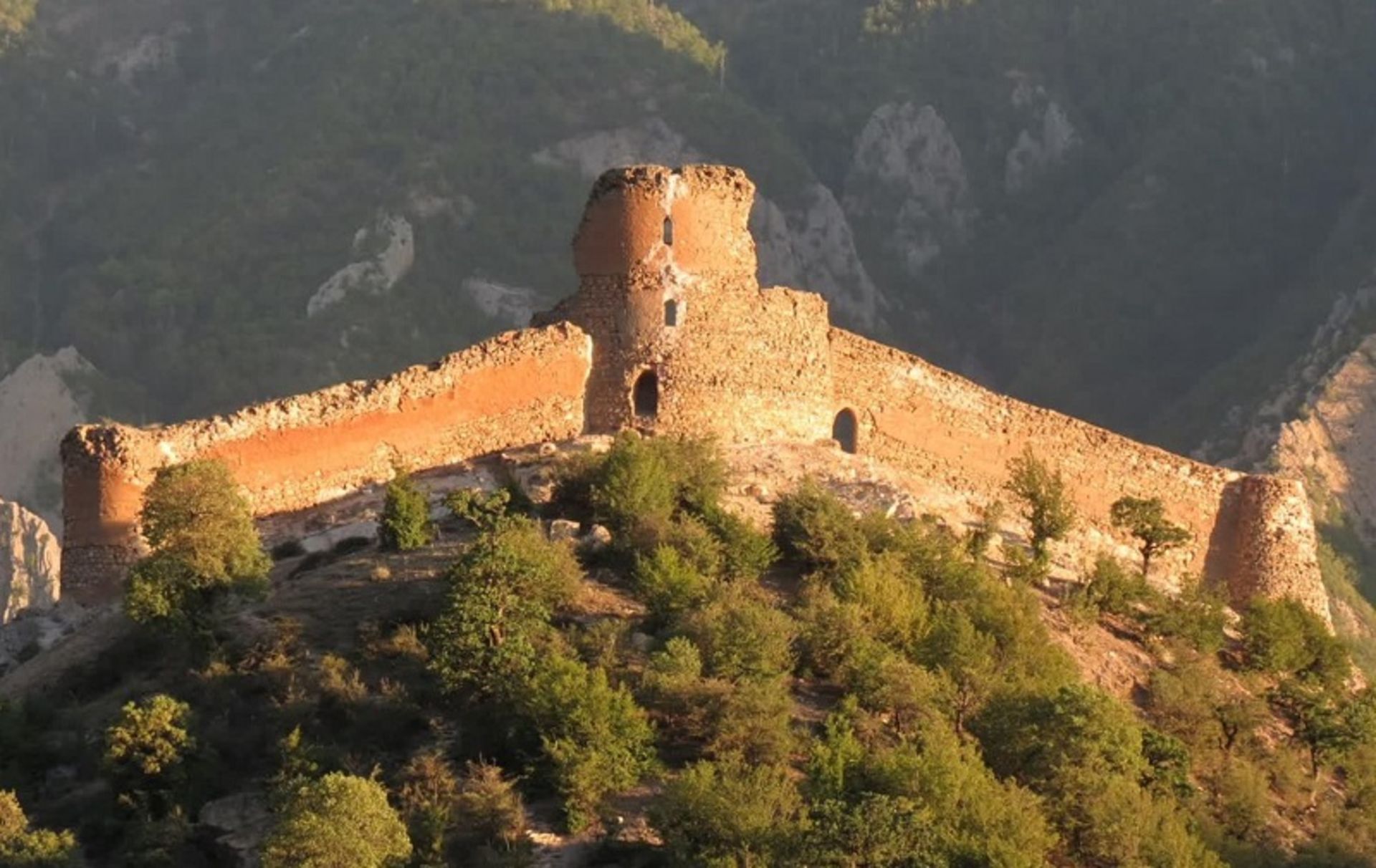 Ganglu Castle in the green mountain heights