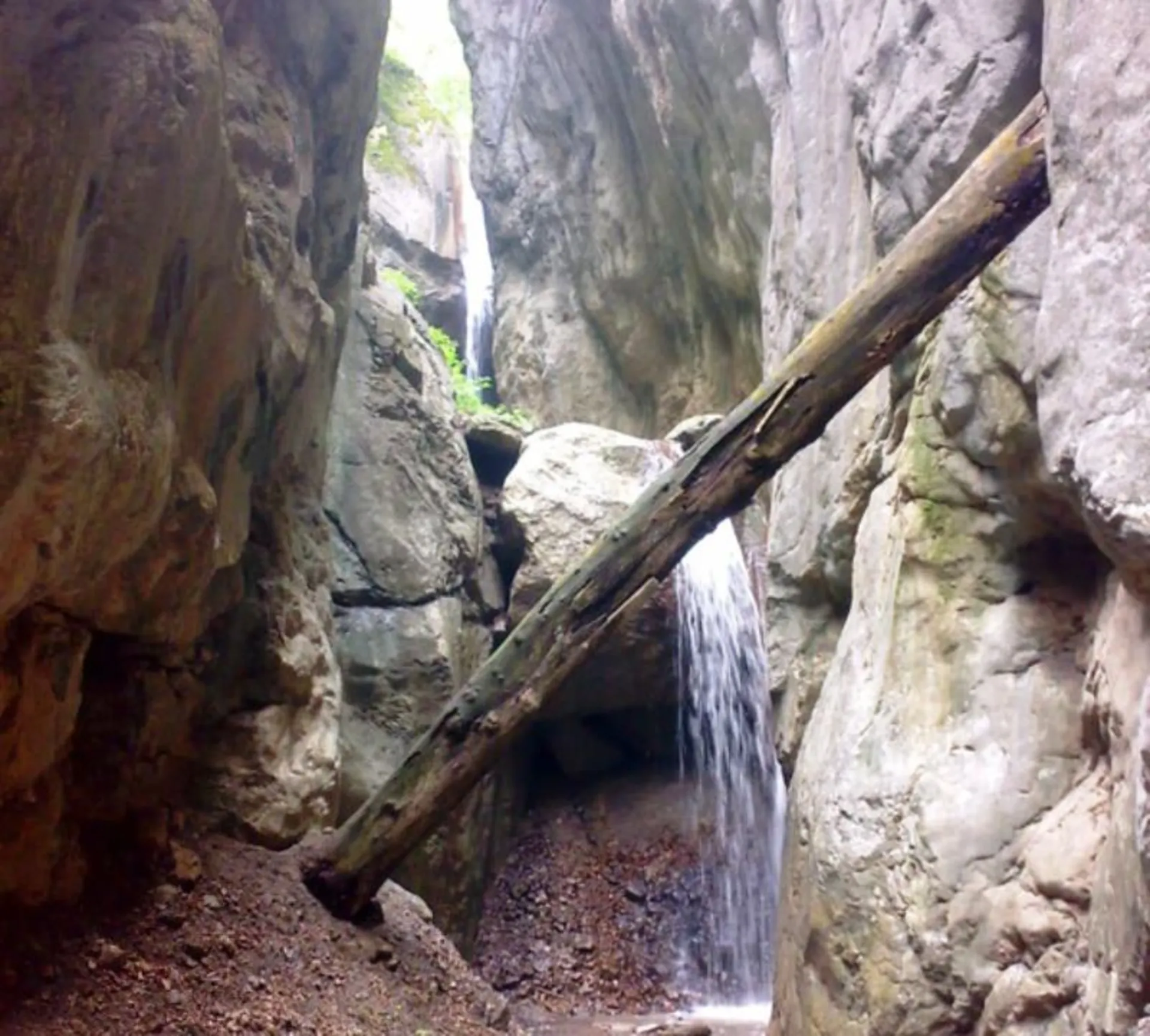 One of the waterfalls of Tel Anbar valley among the high walls of the valley