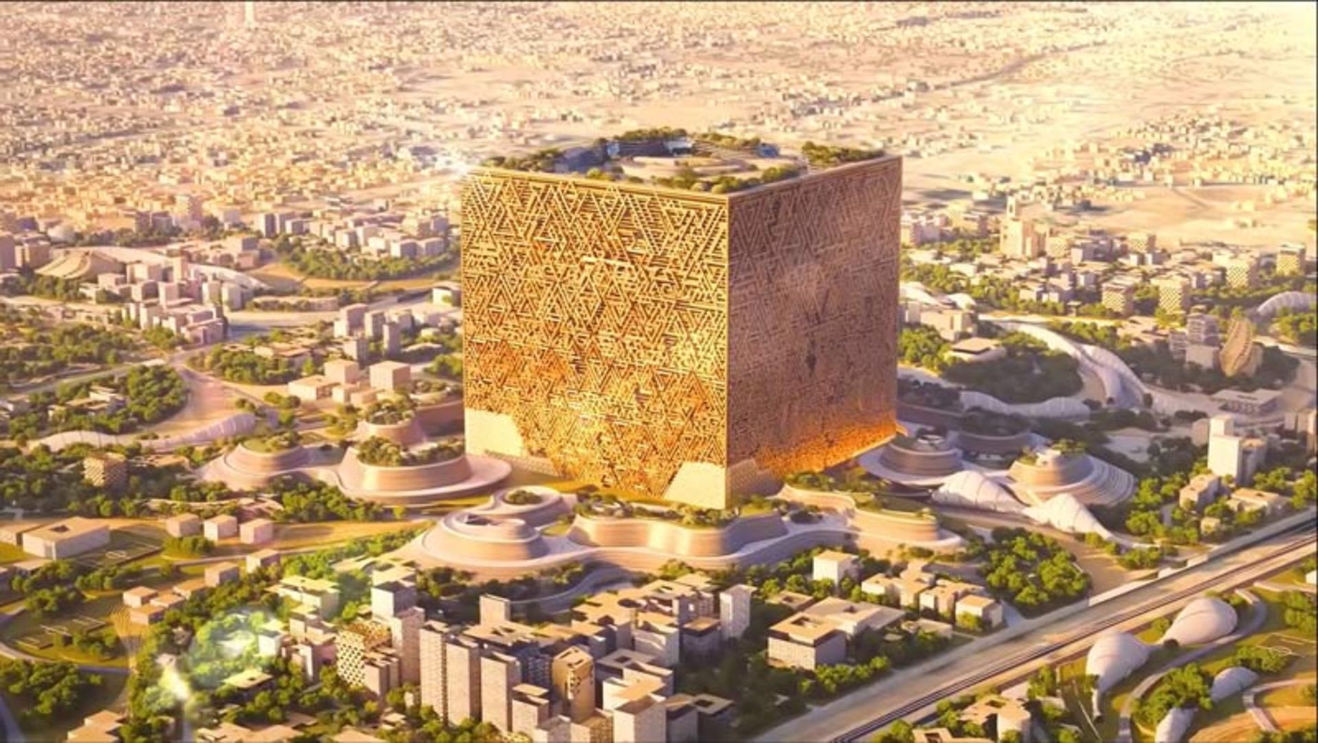 Computer image of the cube skyscraper in Saudi Arabia