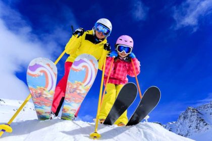 Skiers at Dezin ski resort