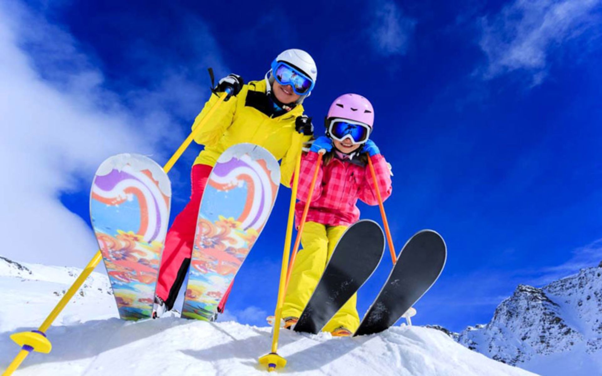 Skiers at Dezin ski resort